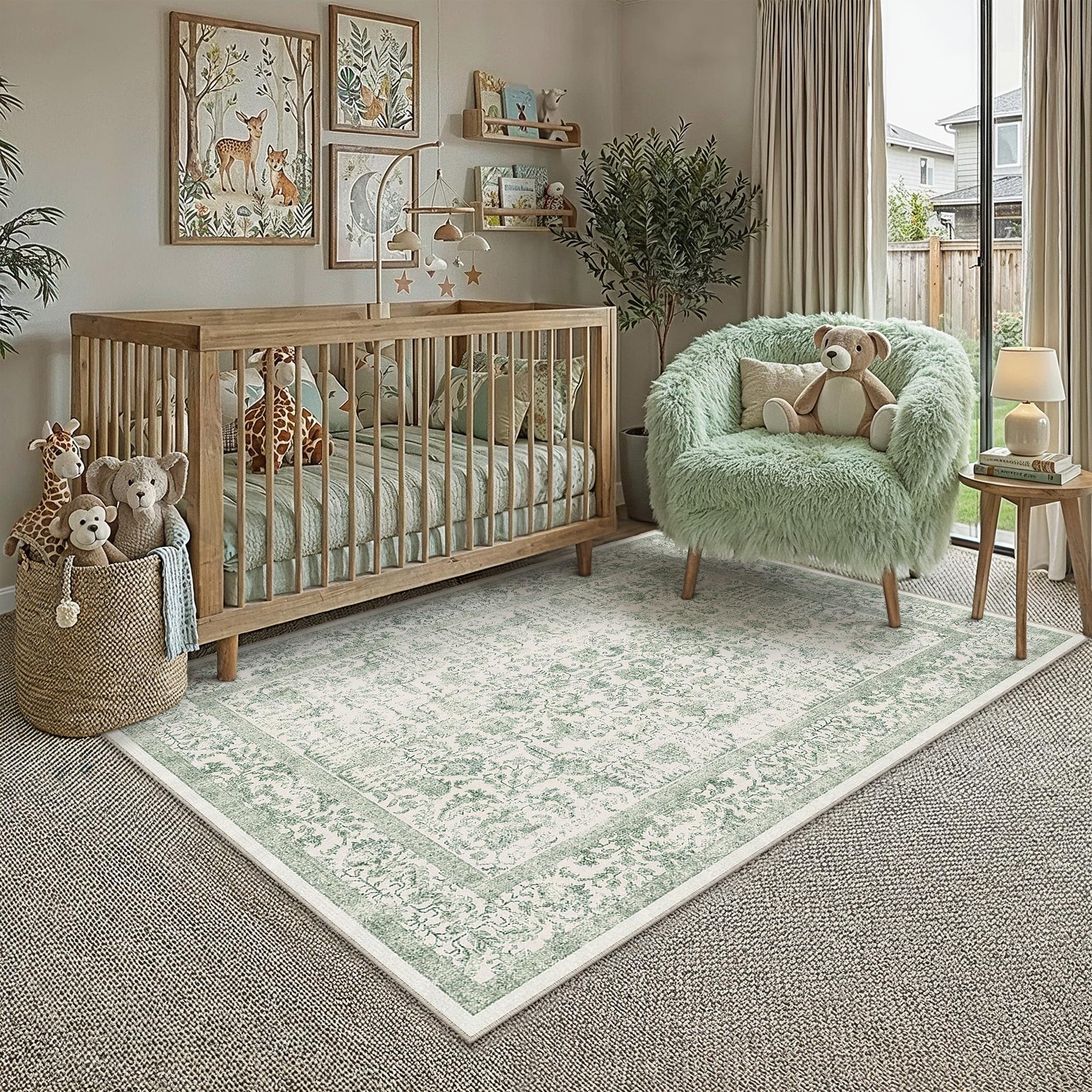 Amazon.com: PureCozy Sage Green Area Rug 4x6 Washable Office