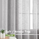 Rideaux gris Semi Sheer pour chambre à coucher Salon 63inch Panneaux de rideaux en lin Faux Filtration de lumière Draps de fenêtre pour la ferme Décor Rod Pocket 52" W 2 Panneaux