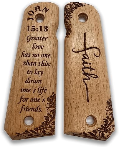 Miniatura 21 de for 1911: Full Size Wooden Handgun Grips with Bible Verses Series - Fits a Wide Range of 1911 Models - 1911 Accessories