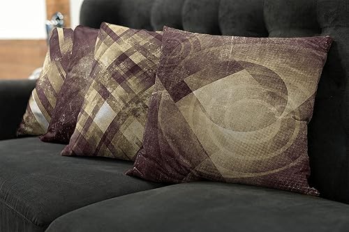 Miniatura 8 de Ambesonne Grunge - Juego de 4 fundas de cojín para cojín, diseño geométrico moderno, con formas ornamentales, círculos cuadrados, zigzags y rayas,