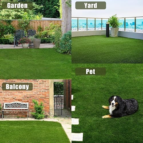 Miniatura 8 de FREADEM Césped artificial sintético de 3 pies x 14 pies, pila de 1.38 pulgadas de alto, tapete de césped artificial con drenaje, paisaje al aire