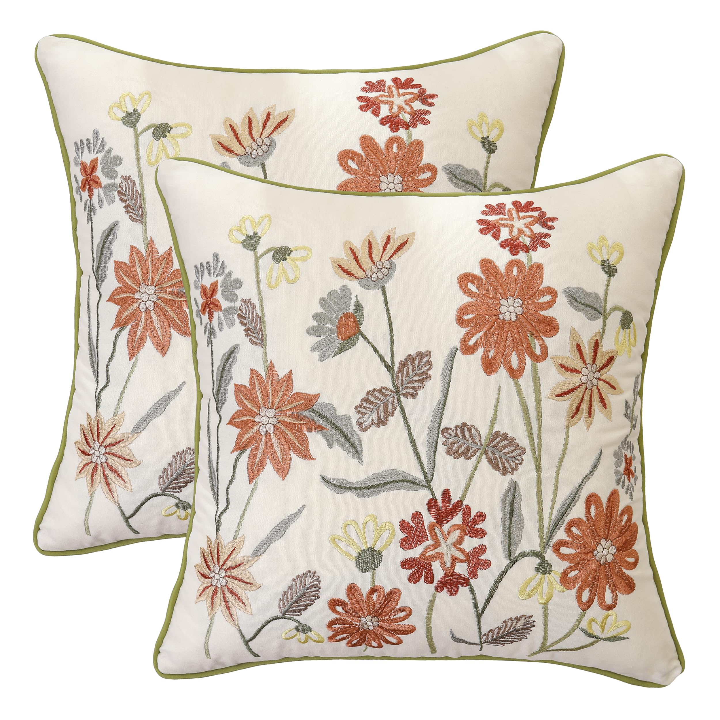 Housse de coussin brodée 45x45 haut de gamme Tosleo fleur