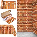 Kochorie 100 Ft x 54 Inch Crawfish Party Tablecloth Roll with Cutter Box Waterproof Plastic Lobster Table Cover (Brown Bricks, 100 Ft x 54 Inch)