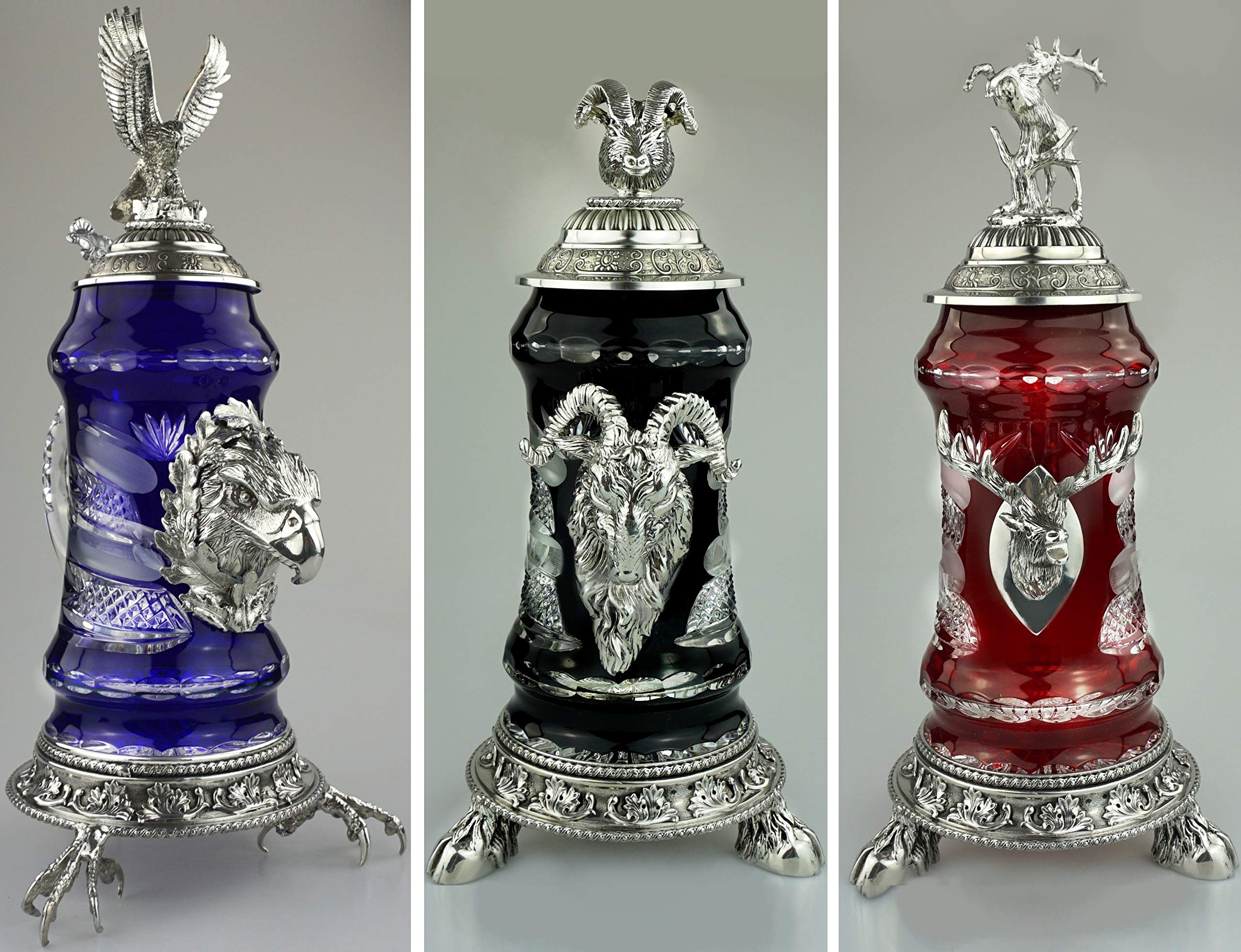 Jarra de cristal, jarra de cerveza, tallada a mano, cristal de camuflaje