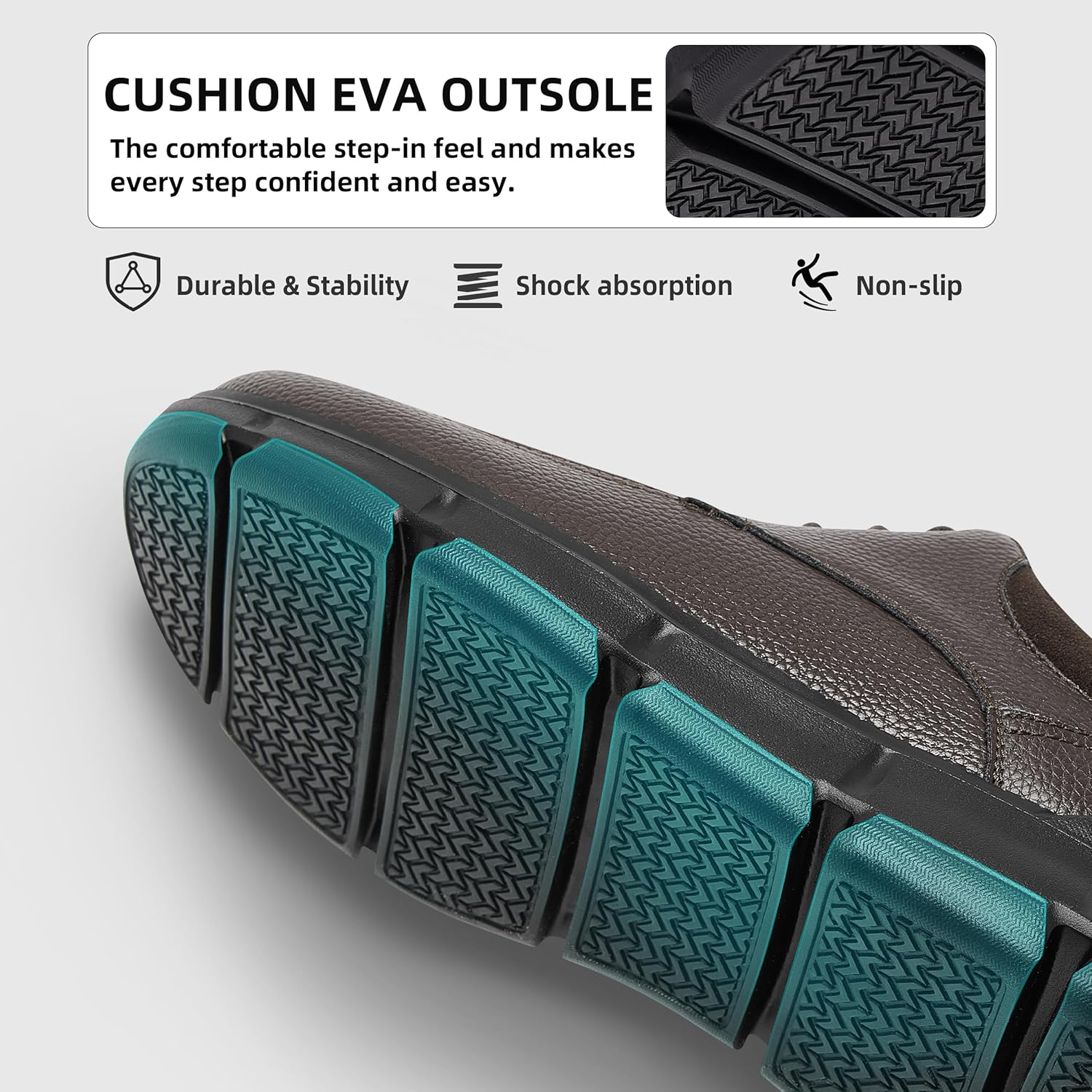 Men's Orthopedic Wide Business Leather Dress Shoes - Arch Support Plantar Fasciitis Casual Formal Wingtip Oxford - Comfortable Cap Toe Orthotics Patent Tuxedo Sneakers for Foot and Heel Pain Relief - Image 8