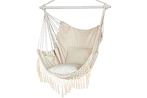 Hammock Hanging Chair with Cushions for Cozy Indoor, Outdoor Relaxation