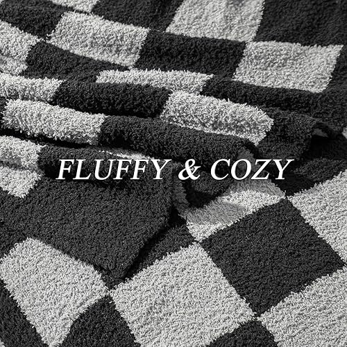 Miniatura 6 de bearberry Manta Mullida de Cuadros Suave Acogedora y Cálida de Microfibra para Todas las Estaciones Decoración para Sofá Cama Viajes Hogar