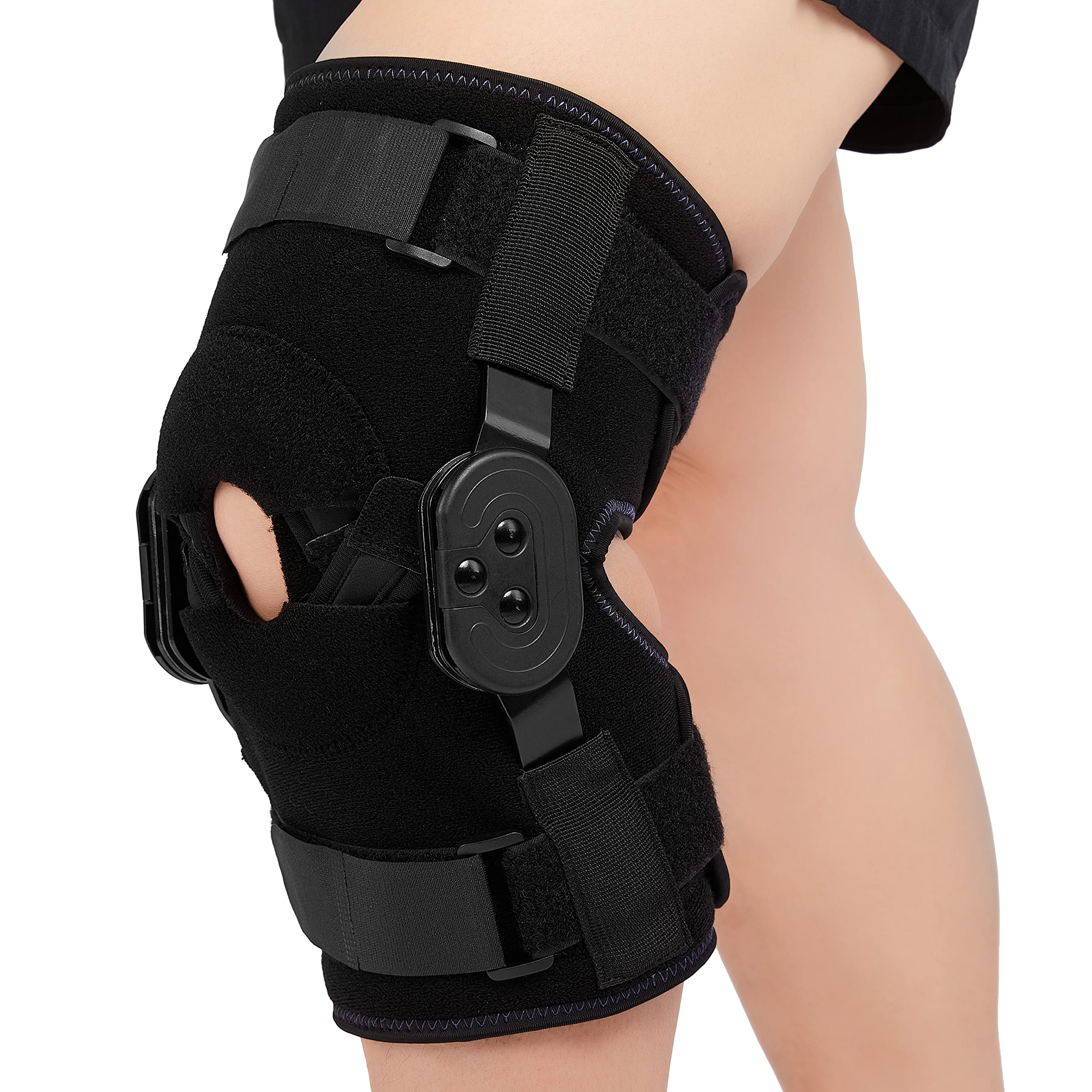 Buy Nvorliy Plus Size ROM Hinged Knee Brace, Adjustable Open Patella Pad, Knee Immobilizer for