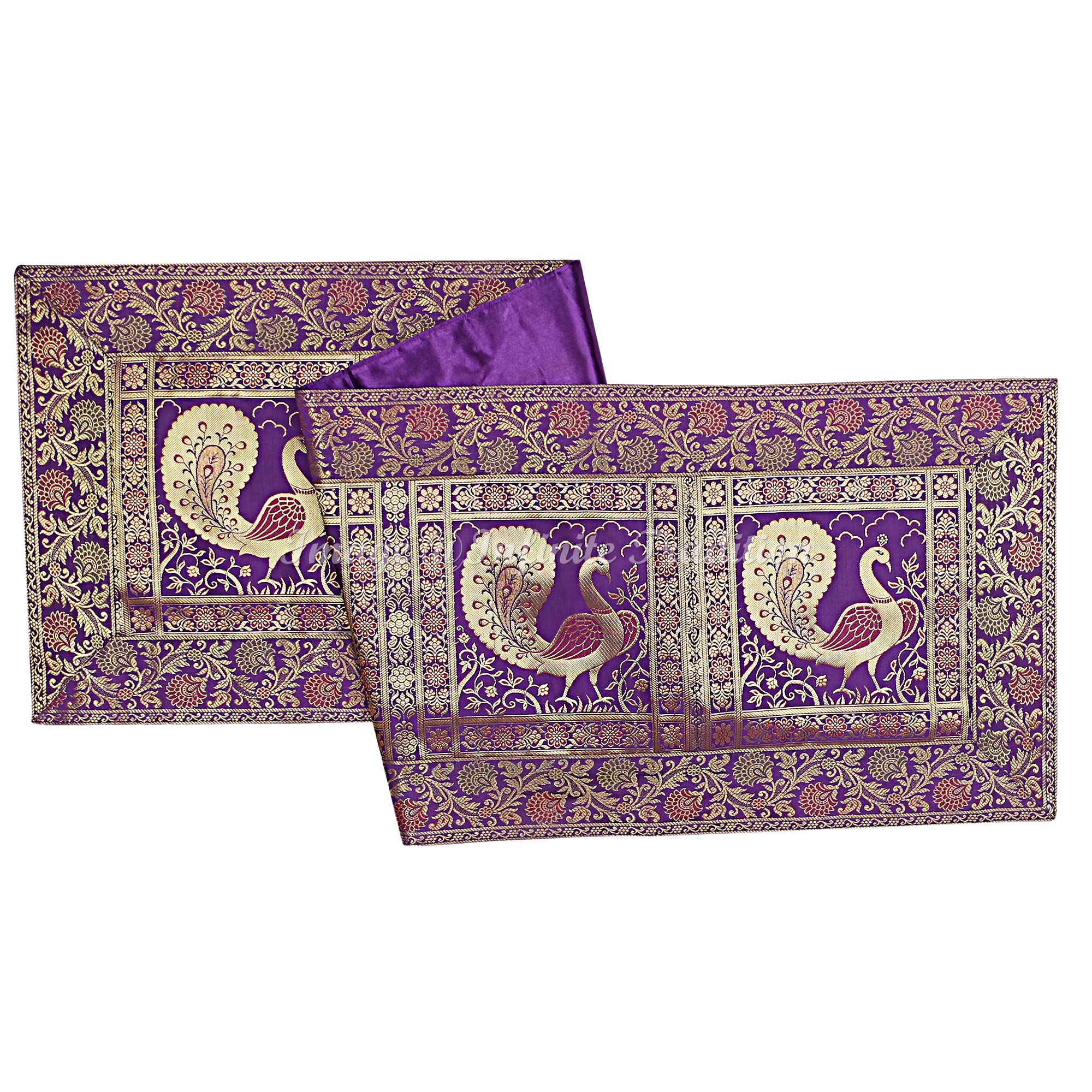 Chemin De Table Bohème Jacquard Brocart Paon Magenta Longue Nappe
