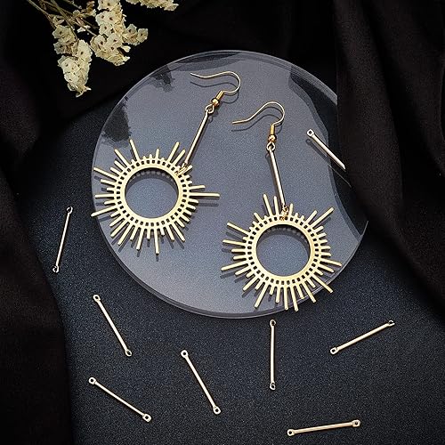 Miniatura 5 de Beebeecraft 30 conectores de eslabones de barra chapados en oro de 18 quilates, conectores de tira de 2 agujeros, dijes colgantes de 0.984in x