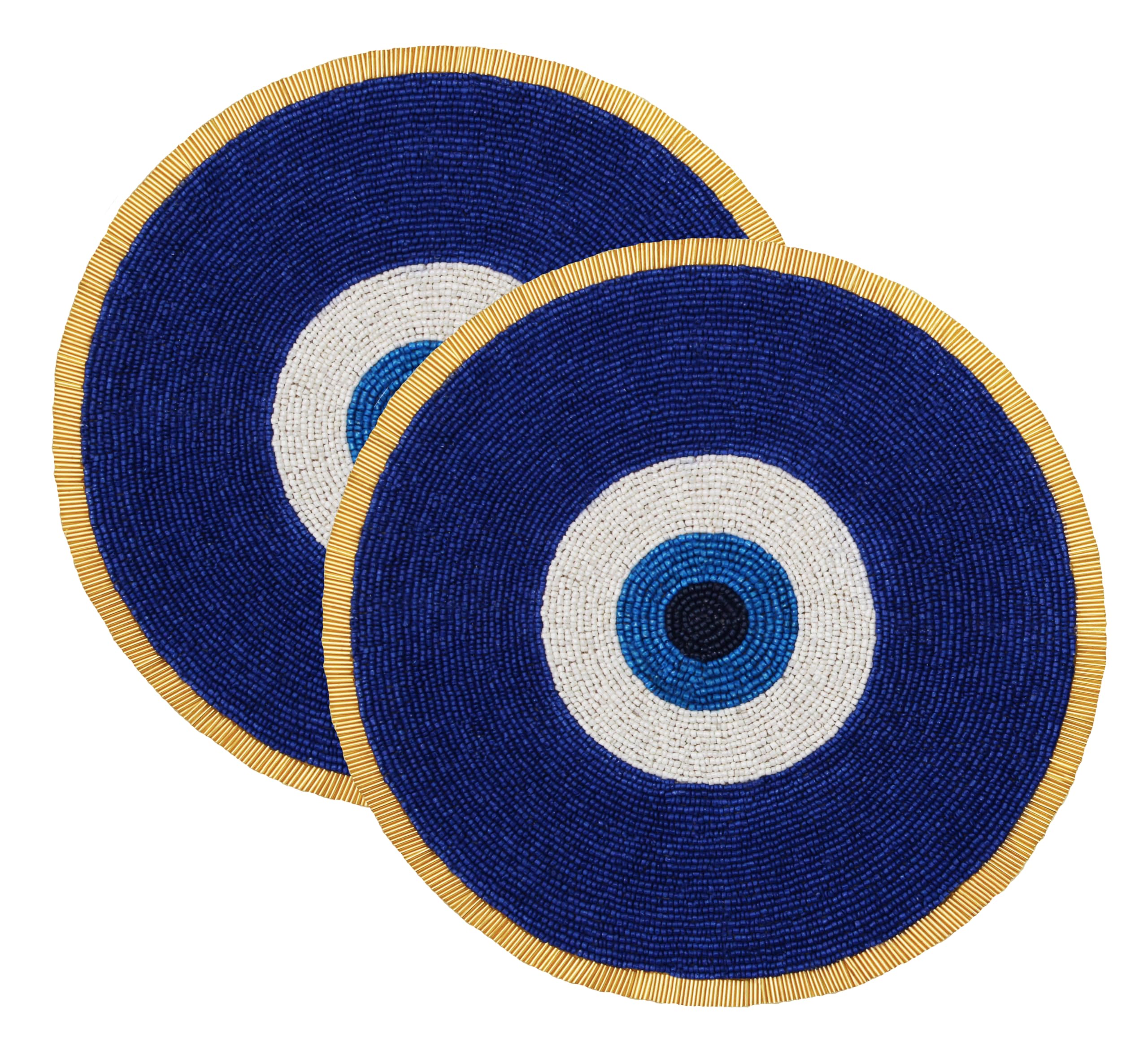 Set de table mauvais œil bleu et blanc, cadeau de bénédiction et d'énergie positive lot de 2