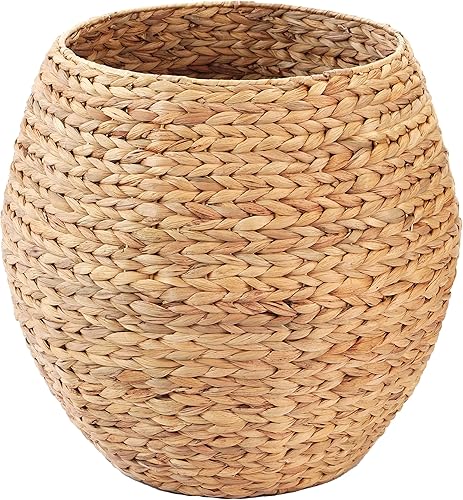 Miniatura 7 de Water Hyacinth - Tina de almacenamiento de barril multiusos natural con tapa, cesta para organizar, taburete otomano