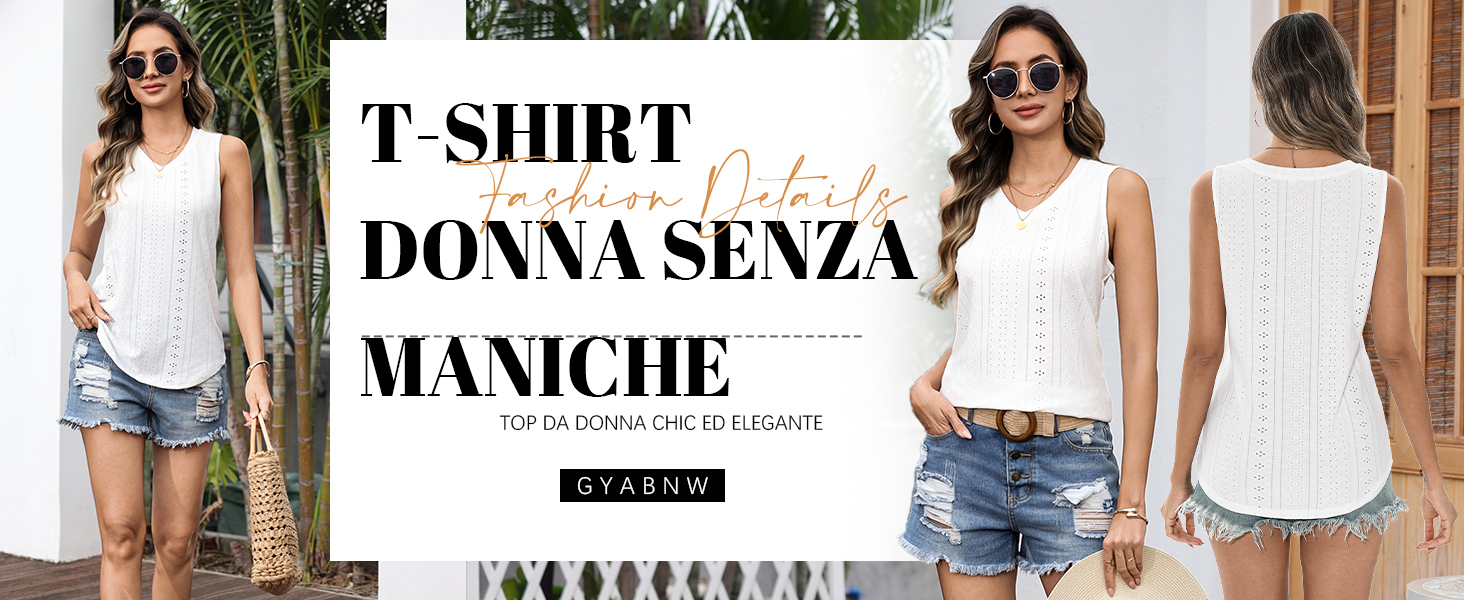 Canotta Donna Jacquard Elegante - Senza Maniche Girocollo | In Poliestere Ed Elastan | Casual