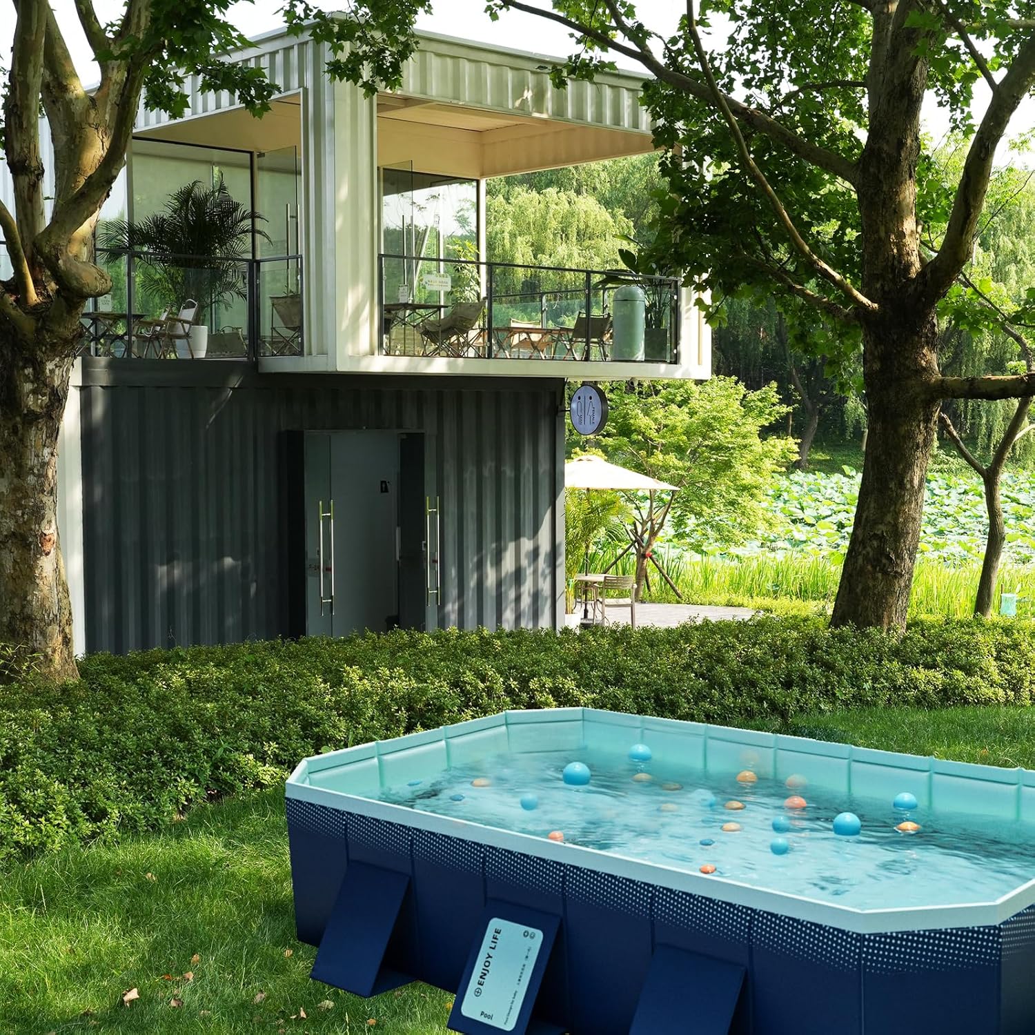 Foldable Pool, Non-Inflatable Swimming Pool - Outdoor Swimming Pool for Backyard Dog Pools (116.1" x 64.9" x 21.6")