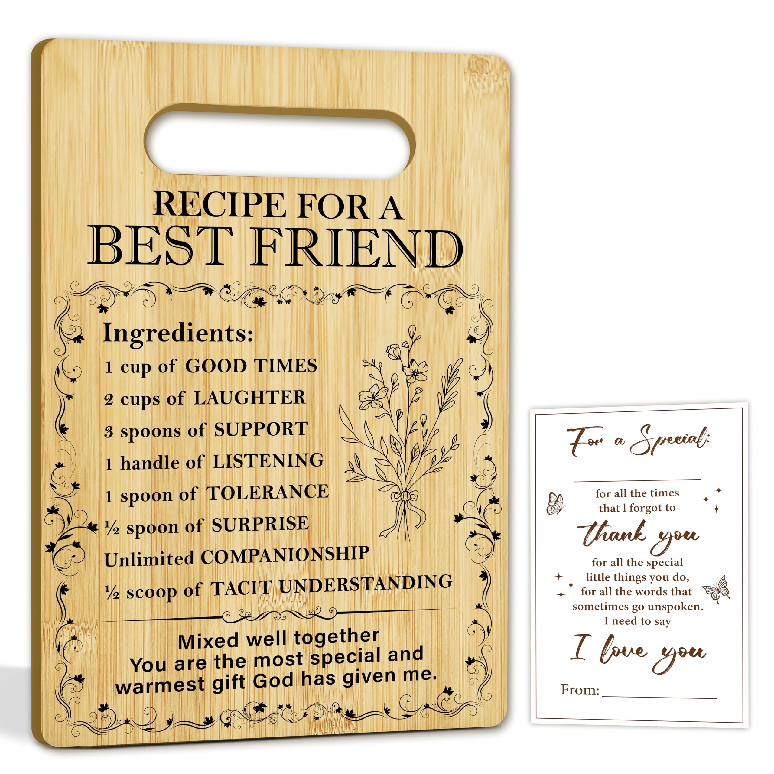Friend Birthday Gift Idea, Bamboo Cutting Board Kitchen Decor, Friendship Personalised Gifts for Friends, Best Friend Ever Gifts, Recipe for Best Friends Cutting Board -08