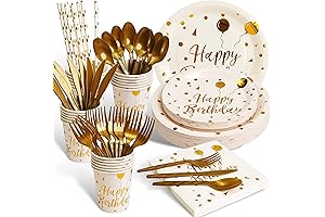 Elegant White and Gold Birthday Party Decoration Kit