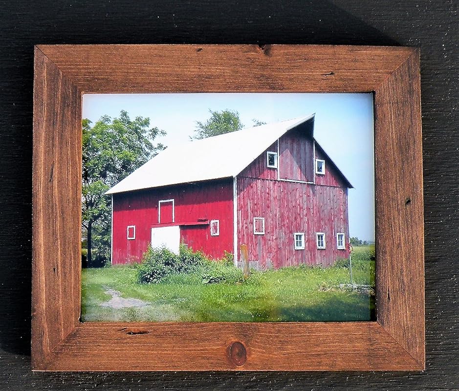 Old Red Barn Original Photograph, Framed Iowa Red Barn