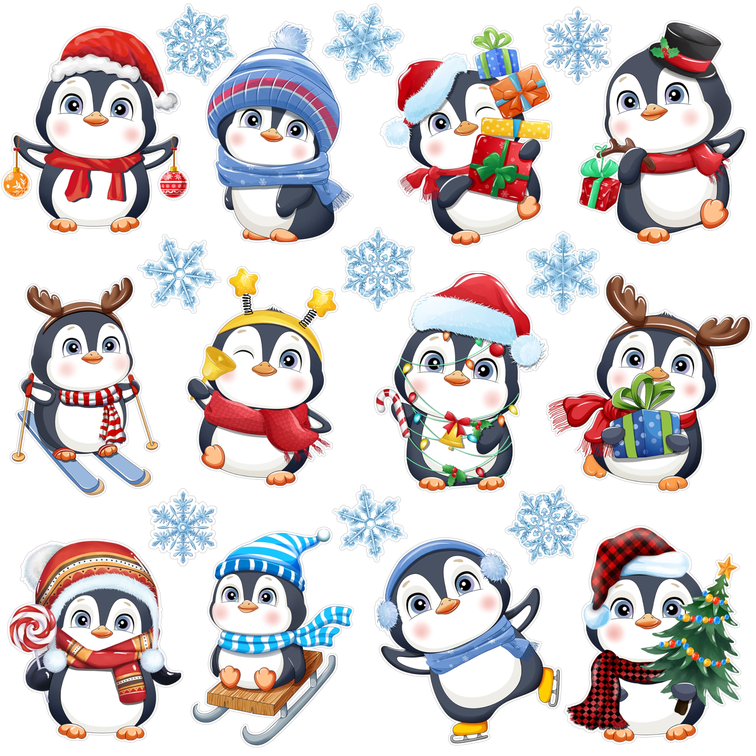 70 Piece Winter Bulletin Board Cutouts Set - Snowflakes, Penguins, Snowmen With Hot Cocoa Theme Classroom Decor
