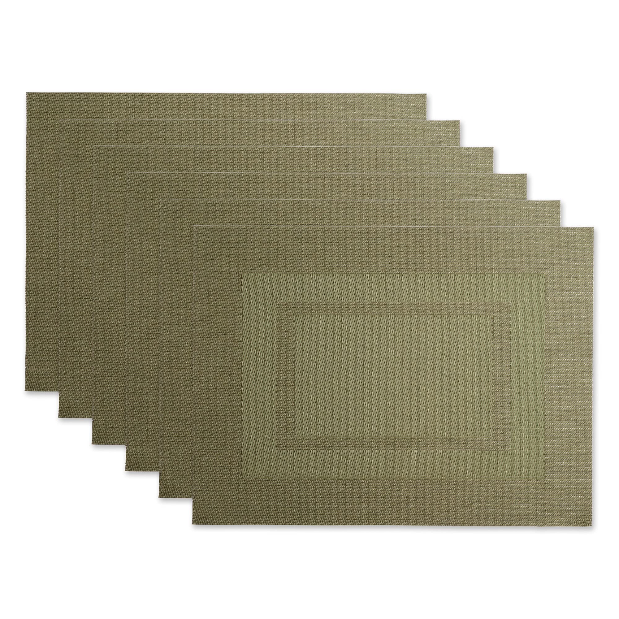 DII PVC Tabletop Collection Woven Indoor/Outdoor, Placemat Set, 13x17.25, Sage Green, 6 Piece
