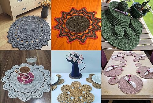 Miniatura 6 de Lukche Cordón de macramé brillante de algodón y poliéster de 0.118 in, 224 yardas, 75% algodón, 25% poliéster metálico, colorida bolsa de macramé de