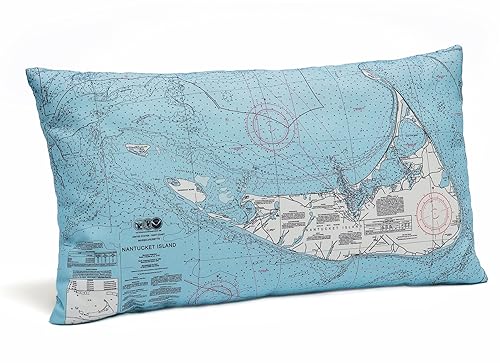 Nantucket Indoor/Outdoor Nautical Chart Throw Pillow