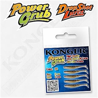 Drop Shot Fishing Soft Lure Baits 5cm 2'' Perch Pike Trout Grub Rubber Shad Micro Fish Jig Heads (VA07- Col28 5pcs Power Grub 5cm Konger)