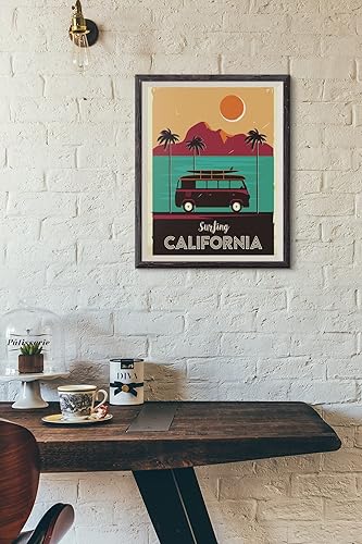 Miniatura 6 de Póster de surf California Coastline Van Surf Viajes Playa Paraíso Tropical Paraíso Mar Arte Gráfico Olas de Arena Vintage Retro Cool Wall Art Poster