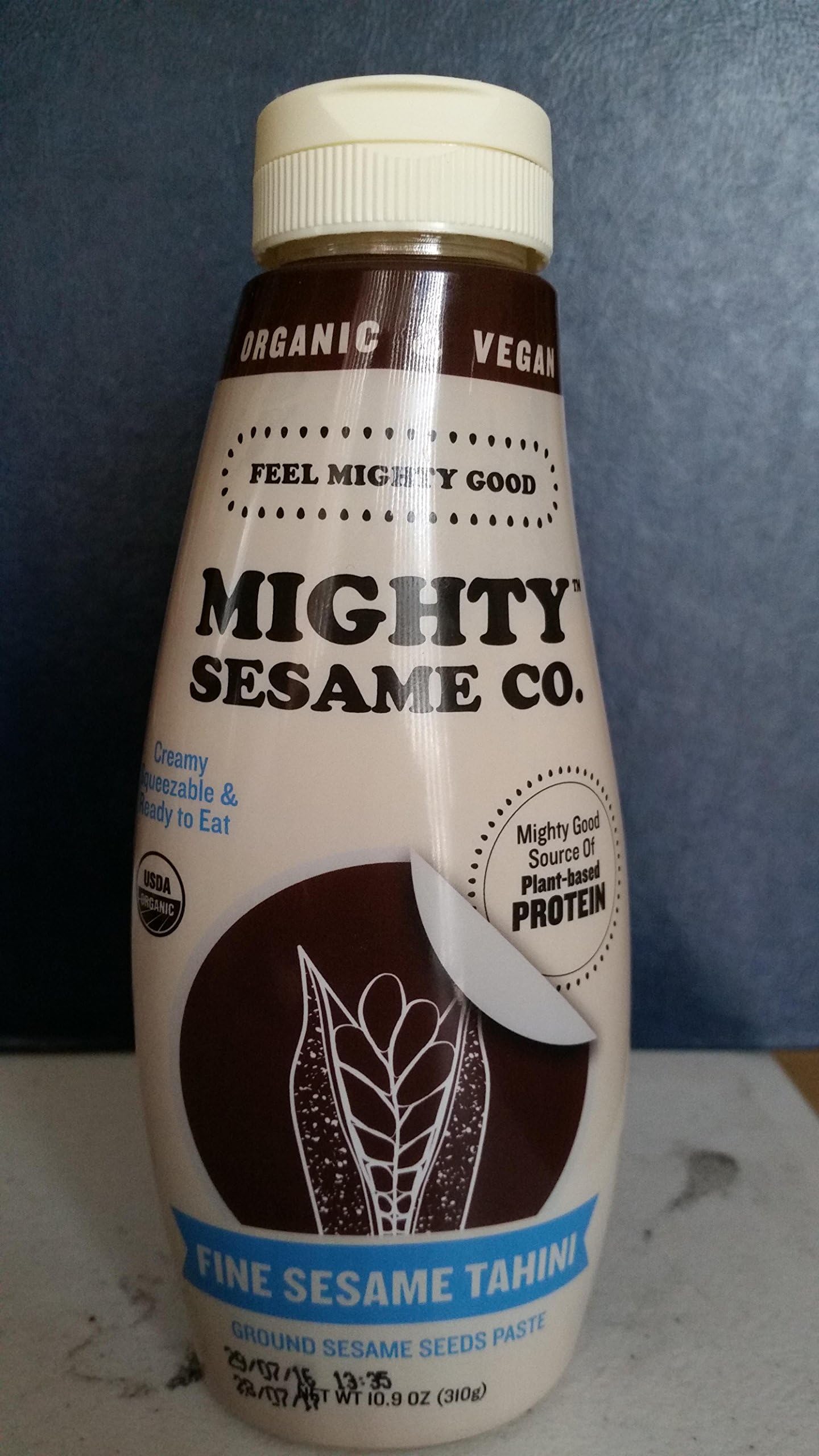 Mighty Sesame Organic Fine Tahini - 10.9 Ounce - Ground Sesame Seed PasteUSDA Organic