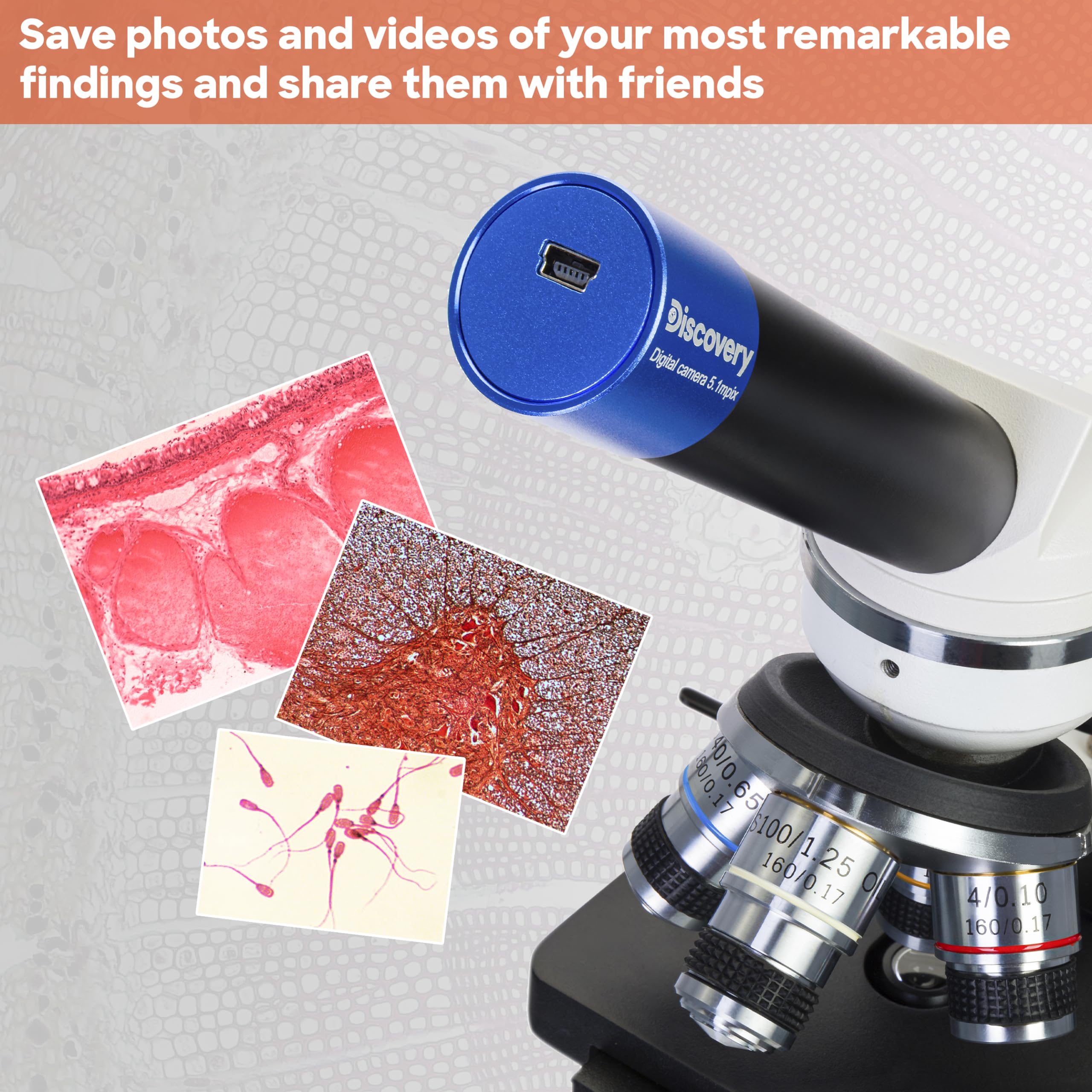 Discovery Atto Polar Microscopio Biologico Digitale, Portatile e In Metallo, Con Fotocamera Da 5 MP e Un Coloratissimo Libro In Inglese Compreso Nel Kit, Bianco