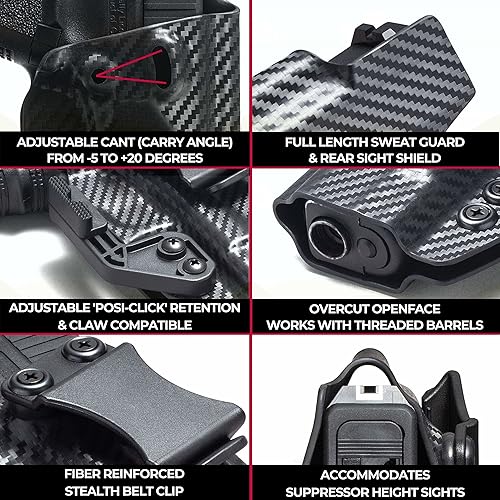 Miniatura 6 de Óptica redondeadaRMR Cut IWB KYDEX Holster  Compatible con garras  Retención 'Posi-Click'  Ajuste personalizado  Adj. Cant  100% fabricado en