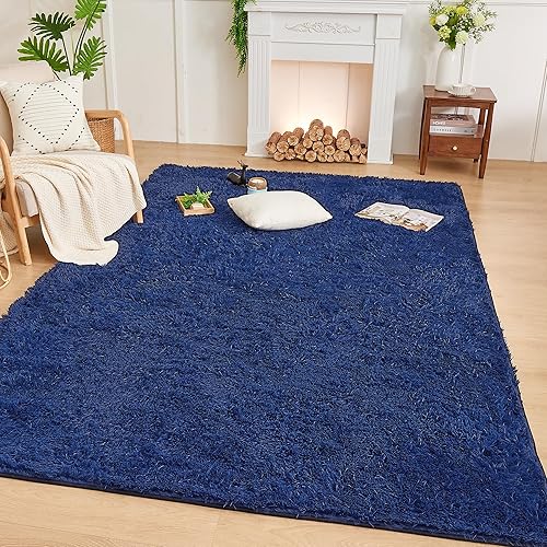 Miniatura 176 de Andency - Tapete de pelo largo sintético de interior, 4 x 6 pies, color gris oscuro estilo teñido anudado, afelpado, suave y mullido