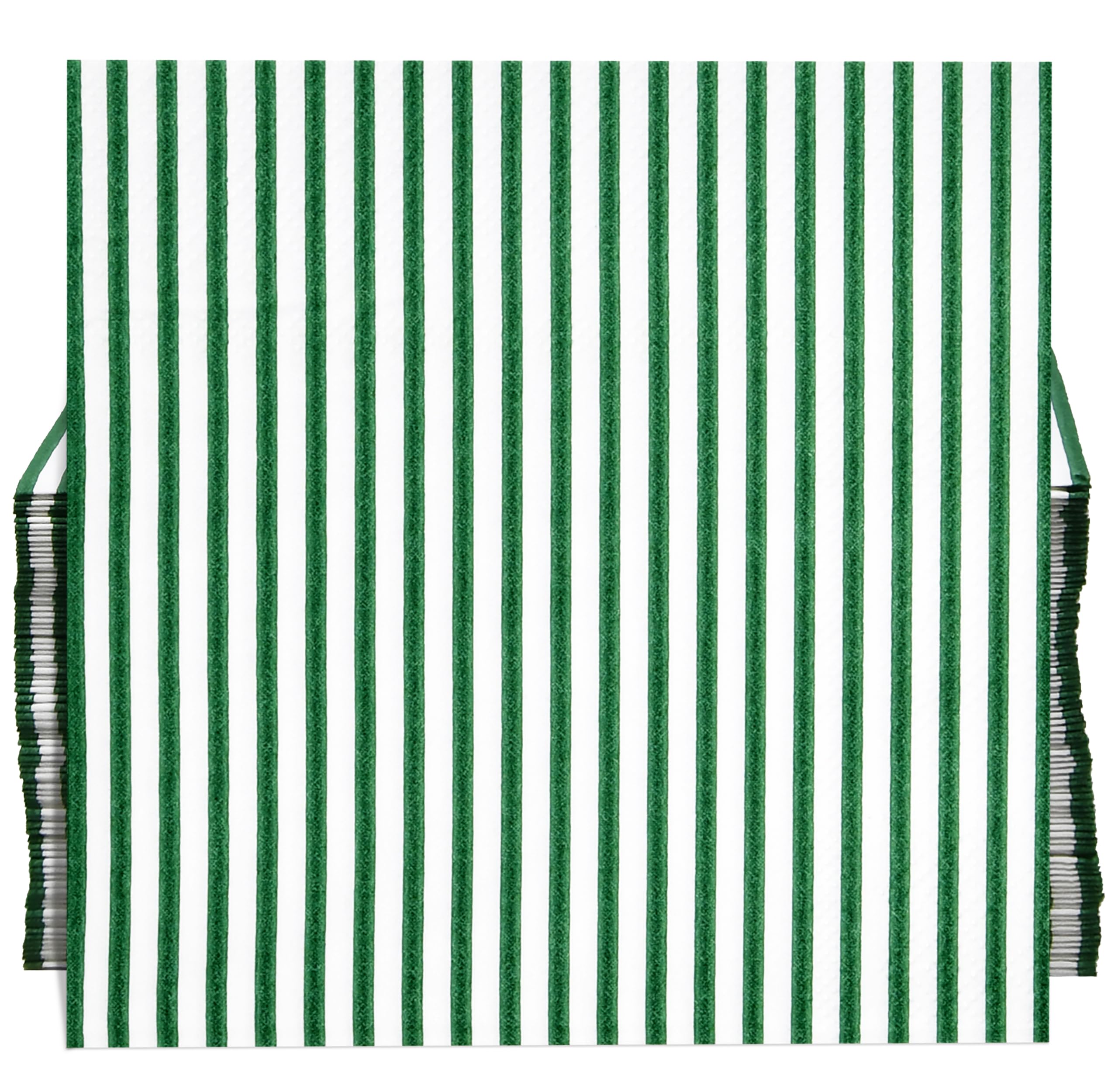 100 Pcs Green & White Stripe Cocktail Beverage Napkins Disposable Paper Thin Striped Dessert Napkin for Birthday Baby Shower Party Supplies Decor