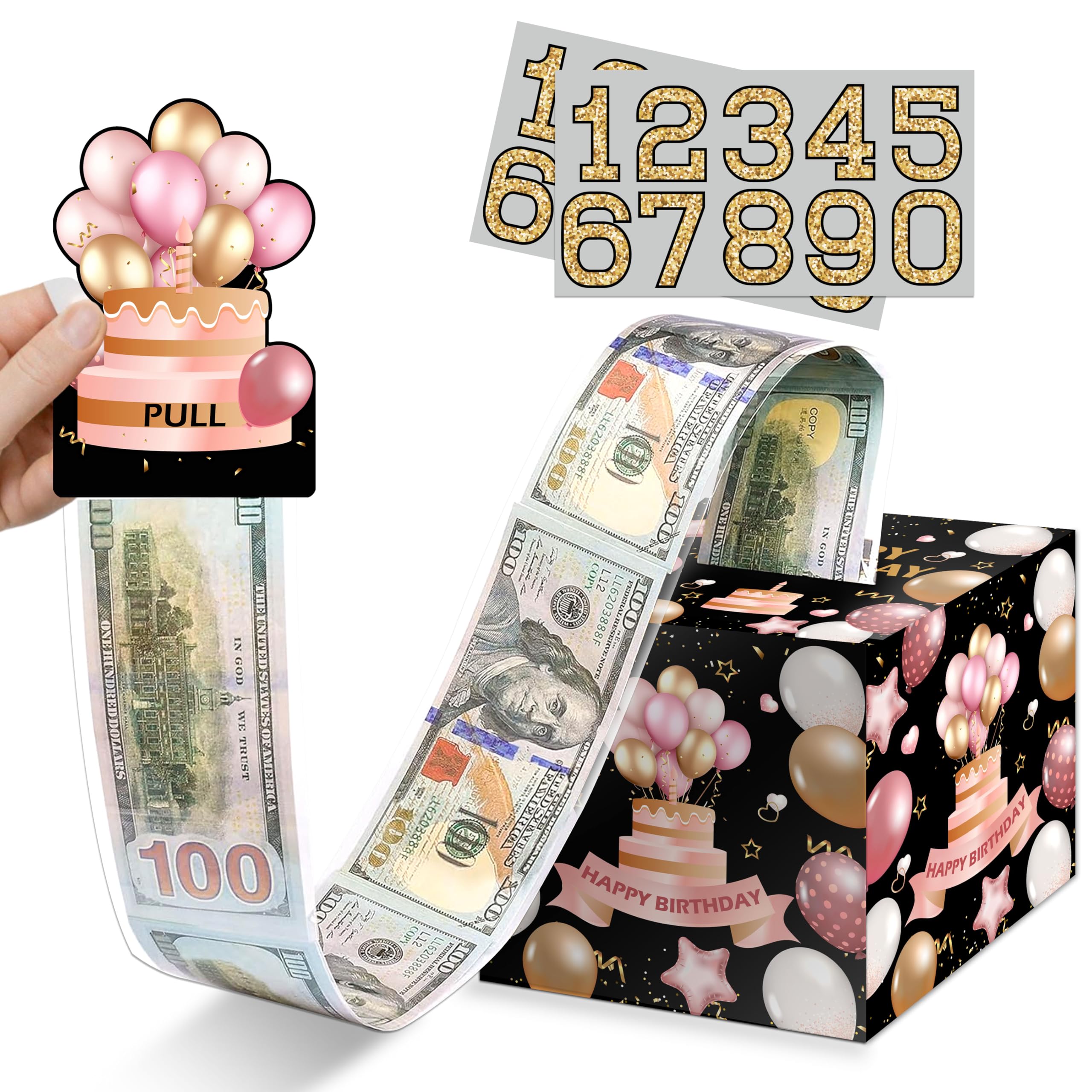 Birthday Money Box for Raffle Delightful Birthday Money Box with Greeting Card and Clear Bag, Happy Birthday Surprise Money Box Ideal for Boys and Girls Birthday Party Supplies, A03