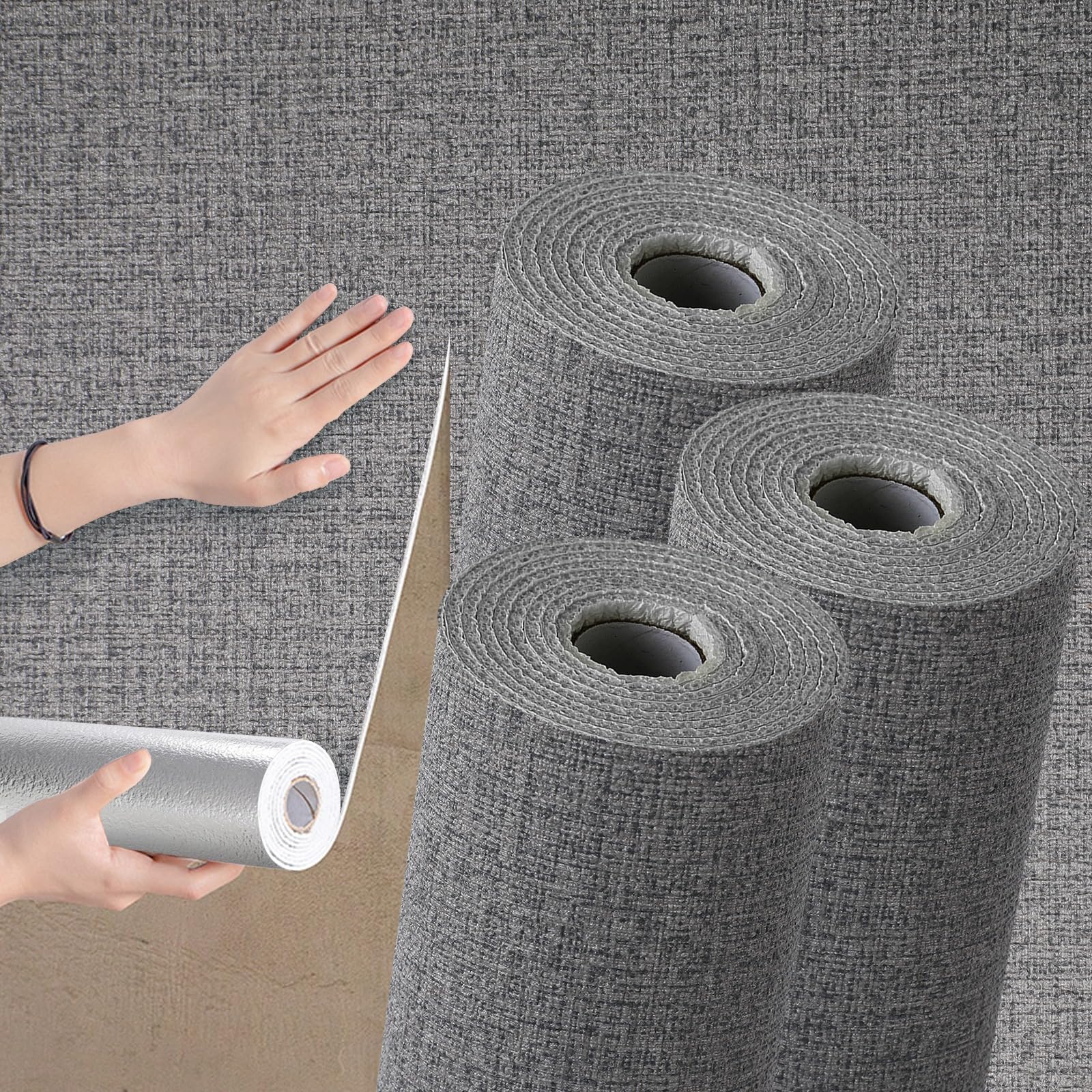 Takezuaa 3 Roll Self Adhesive Thermal Wallpaper 3mm Thick Black&Grey Textured Peel and Stick Wallpaper PE Foam for Ceilings Bedroom Livingroom Waterproof Damp Proof for Bad Cold Walls 50cmx2.8m — image 1