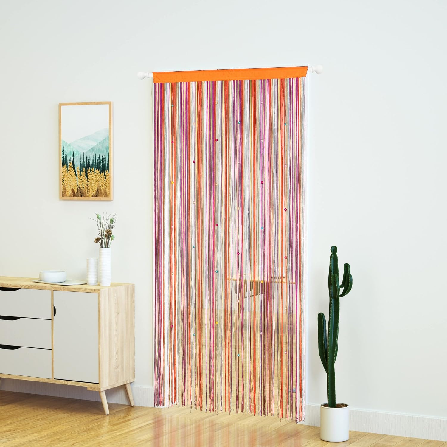 Beaded Door String Curtain for Doorway, 39"W x 79"L, Rainbow, 1 Panel image 3