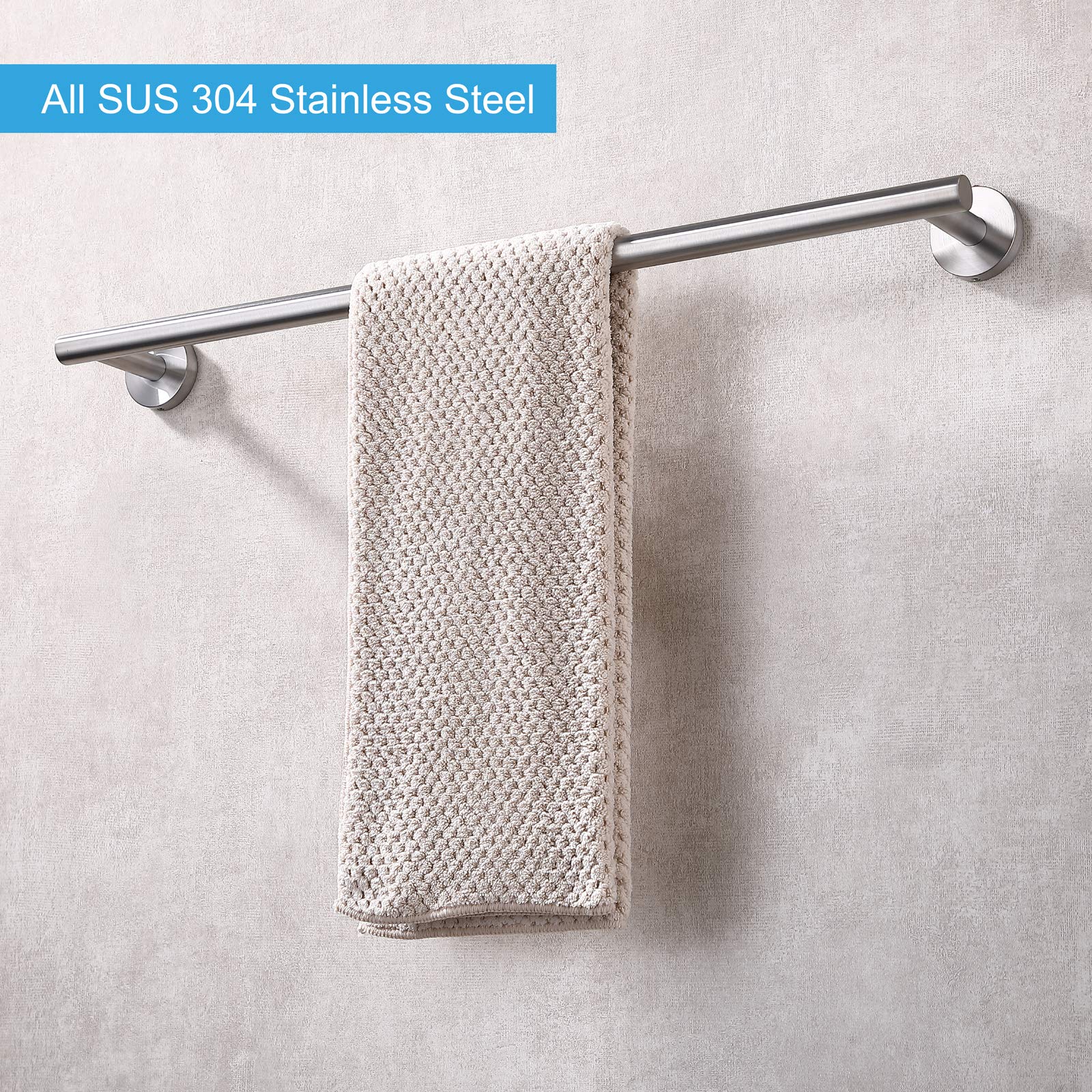 TASTOS 23.6 Inch Bath Towel Bar Brushed Nickel, Premium SUS304