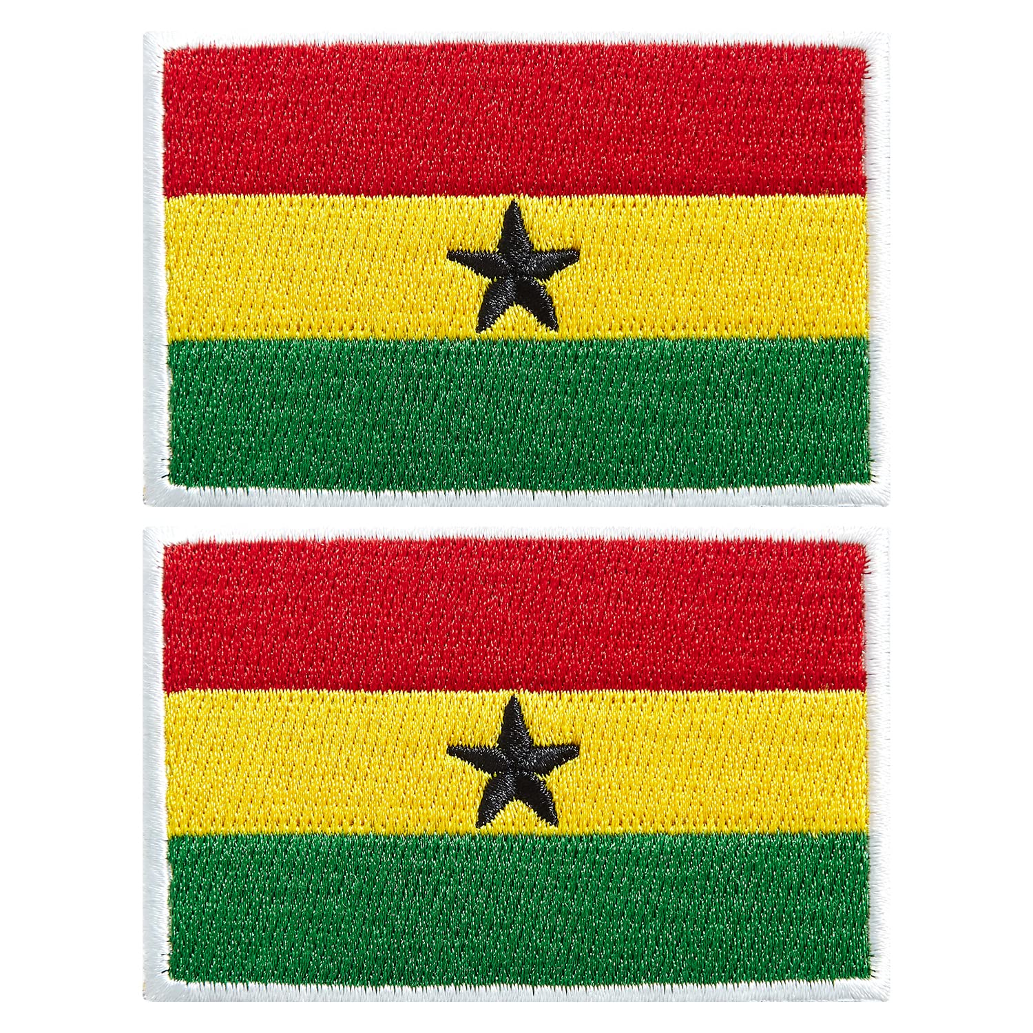 stidsds 2 Pack Ghana Flag Patch Ghana Flags Embroidered Patches Ghanaian Flags Military Tactical Patch for Clothes Hat Backpacks Pride Decorations
