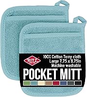 Vista 35 de Ritz - Guante de bolsillo de rizo y almohadilla resistente al calor, duradero, 100% algodón, diseño ergonómico para un agarre óptimo, fácil cuidado