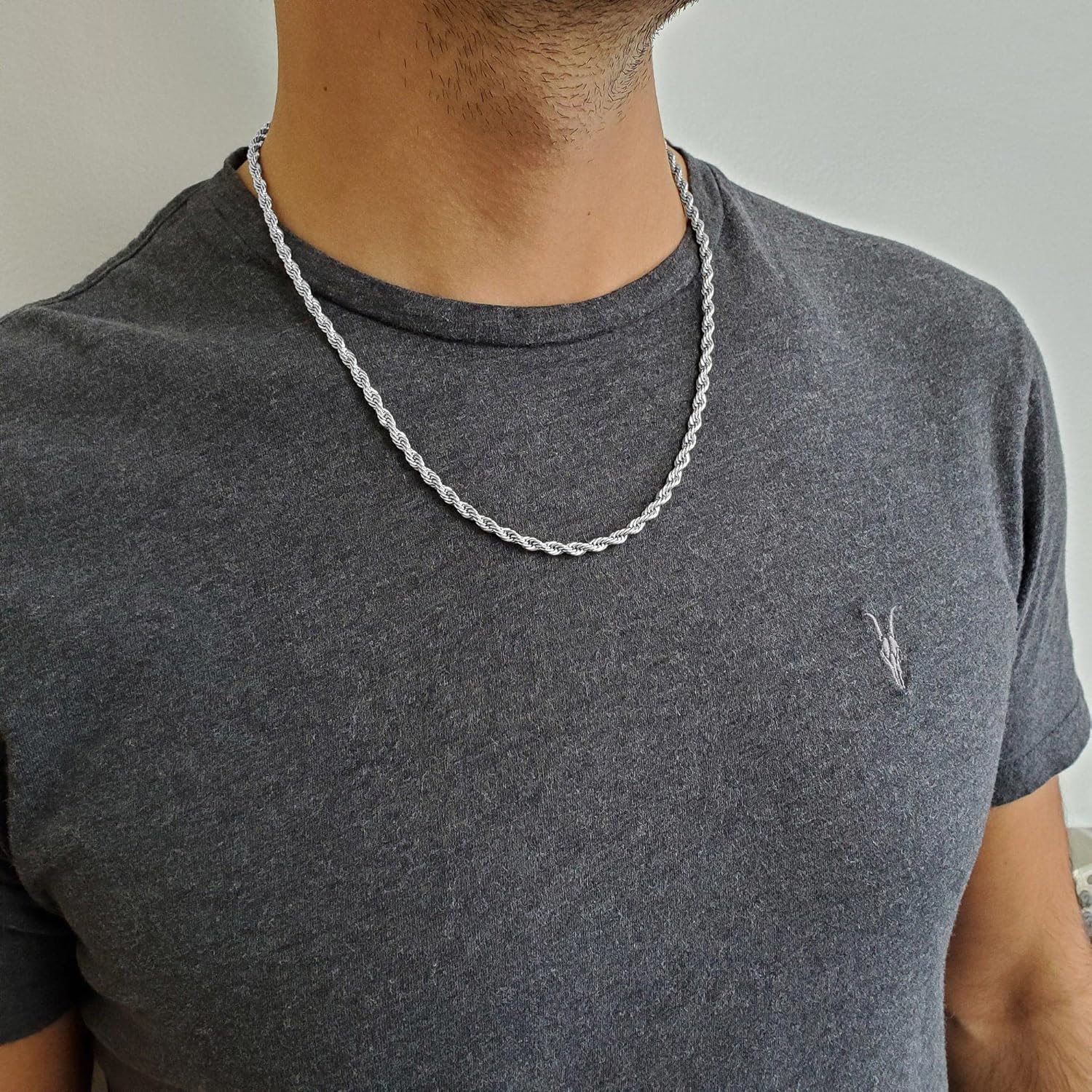 OCHCOH 925 Sterling Silver Clasp 4mm Rope Chain Necklace for Men Women Diamond Cut Silver Chain Necklace for Men 24 Inch - Image 2