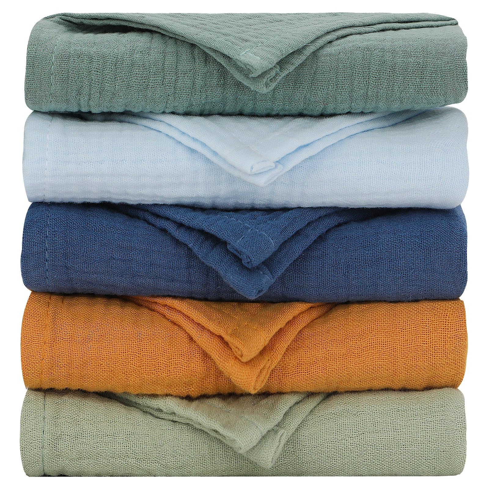 Mussole Neonato Cotone Set 4 Pezzi, Super Morbide e Assorbenti, Ideali per Pulire e Coprire, Perfette per Neonati e Bambini, 60x60cm (Verde Grigio