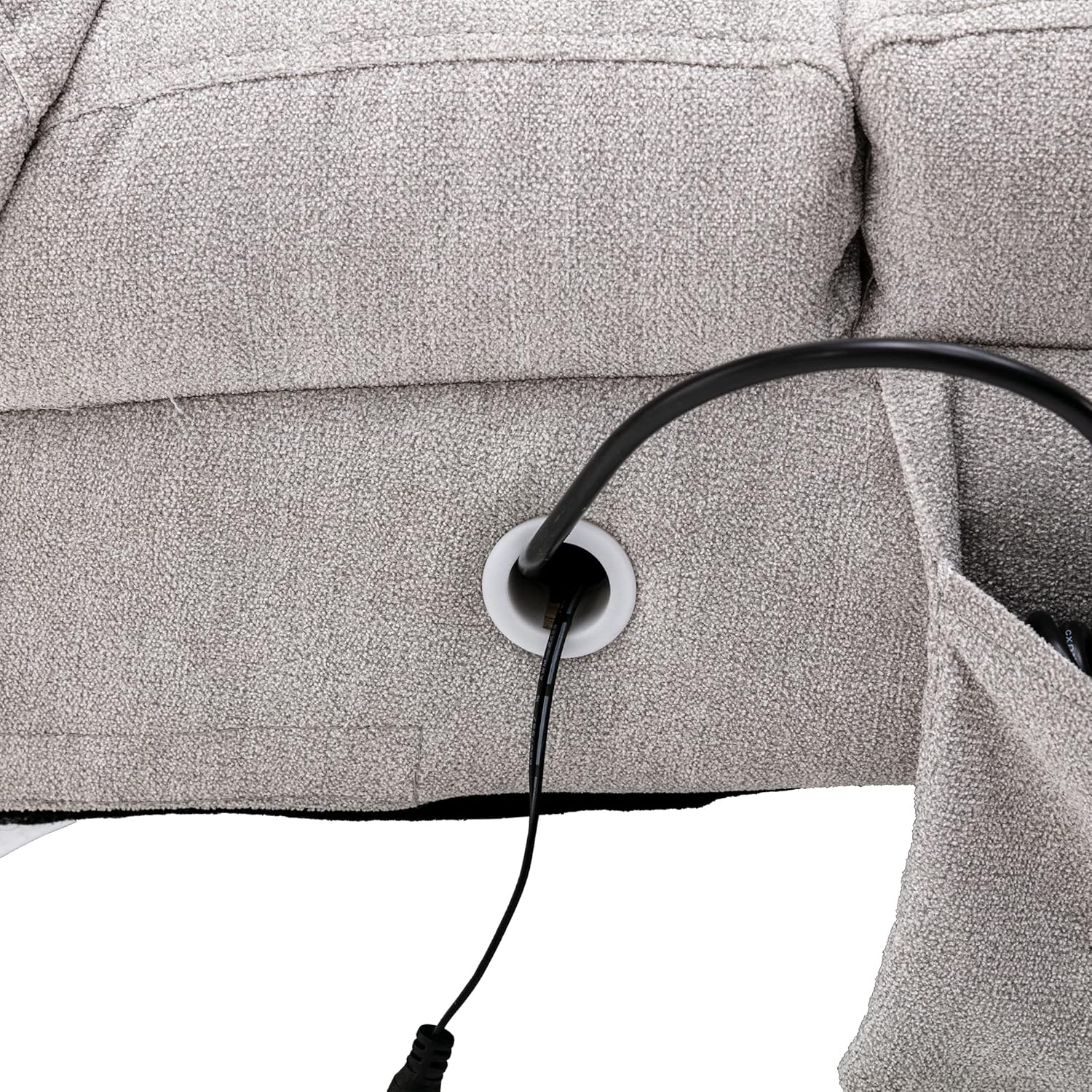 Power cable connected to the chaise lounge