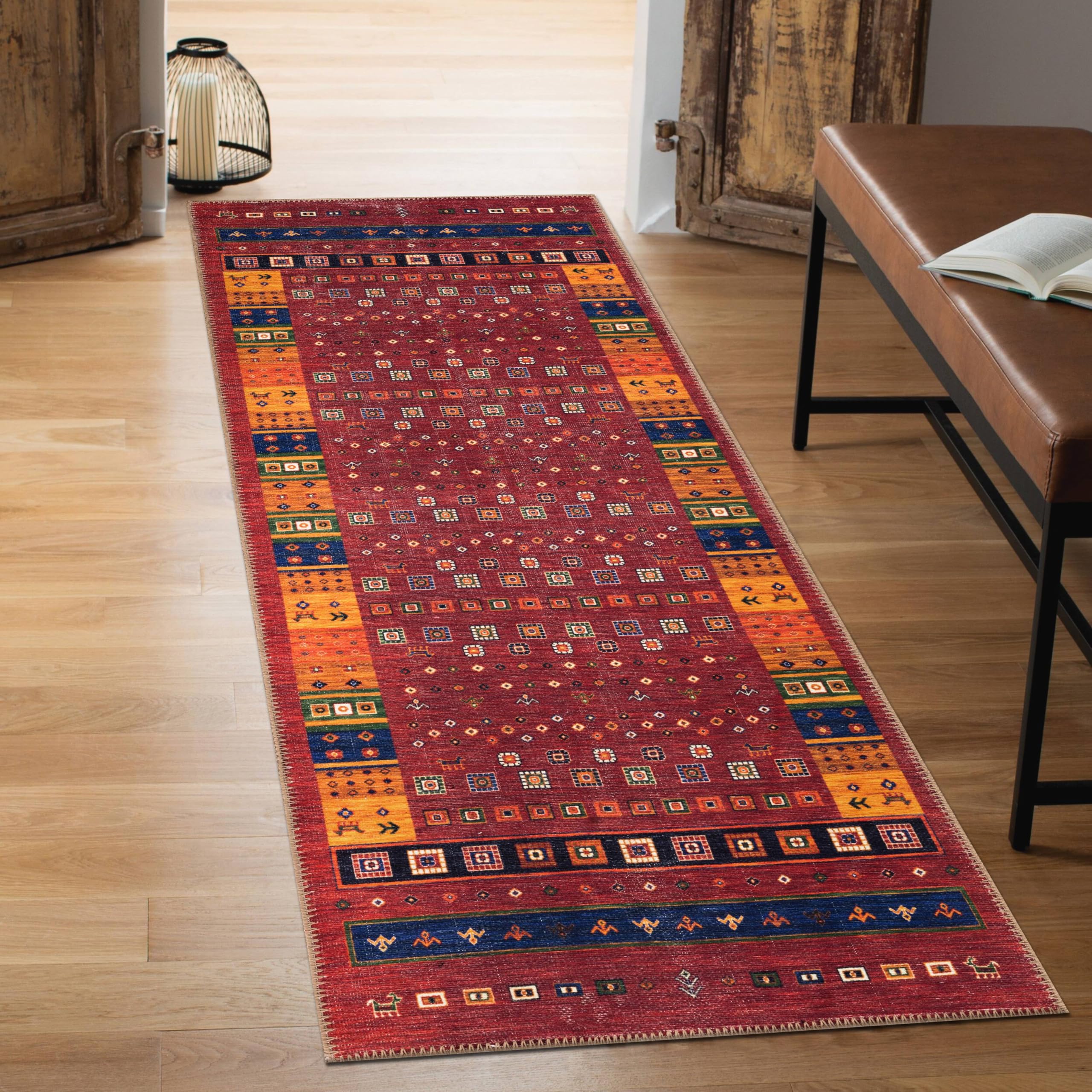 Keen Home Design 2x10 Rug - Machine Washable Runner Rug with Non-Slip Backing, Ideal for Hallway, Entryway, Kitchen, Laundry Room - Vintage, Easy