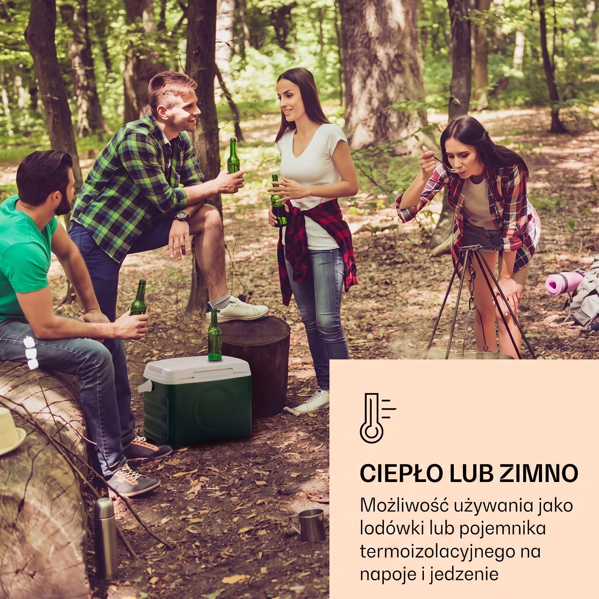 Nevera eléctrica Klarstein BeerBelly 21-21 L, 3 Conexiones: 230 V, 12 V, Encendedor y USB, para Coche, para Coche, camión, Camping, Enchufe, Verde