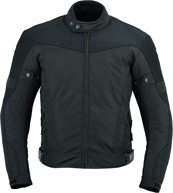 Texpeed Mens Motorcycle Biker Jacket Waterproof Black Textile Cordura With Motorbike CE Armour (EN 1621-1) S