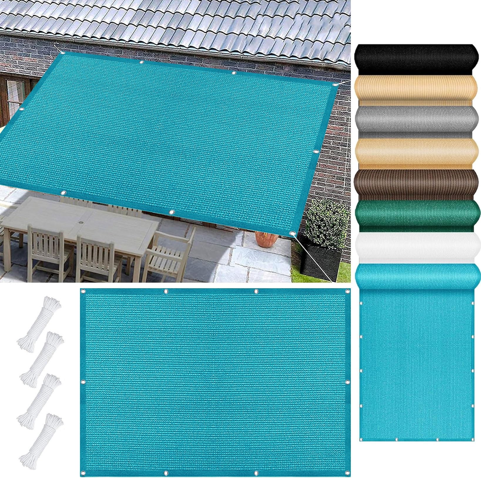 Voile ombrage 2.2 x 10 m rectangulaire tissu ombrage bleu ciel