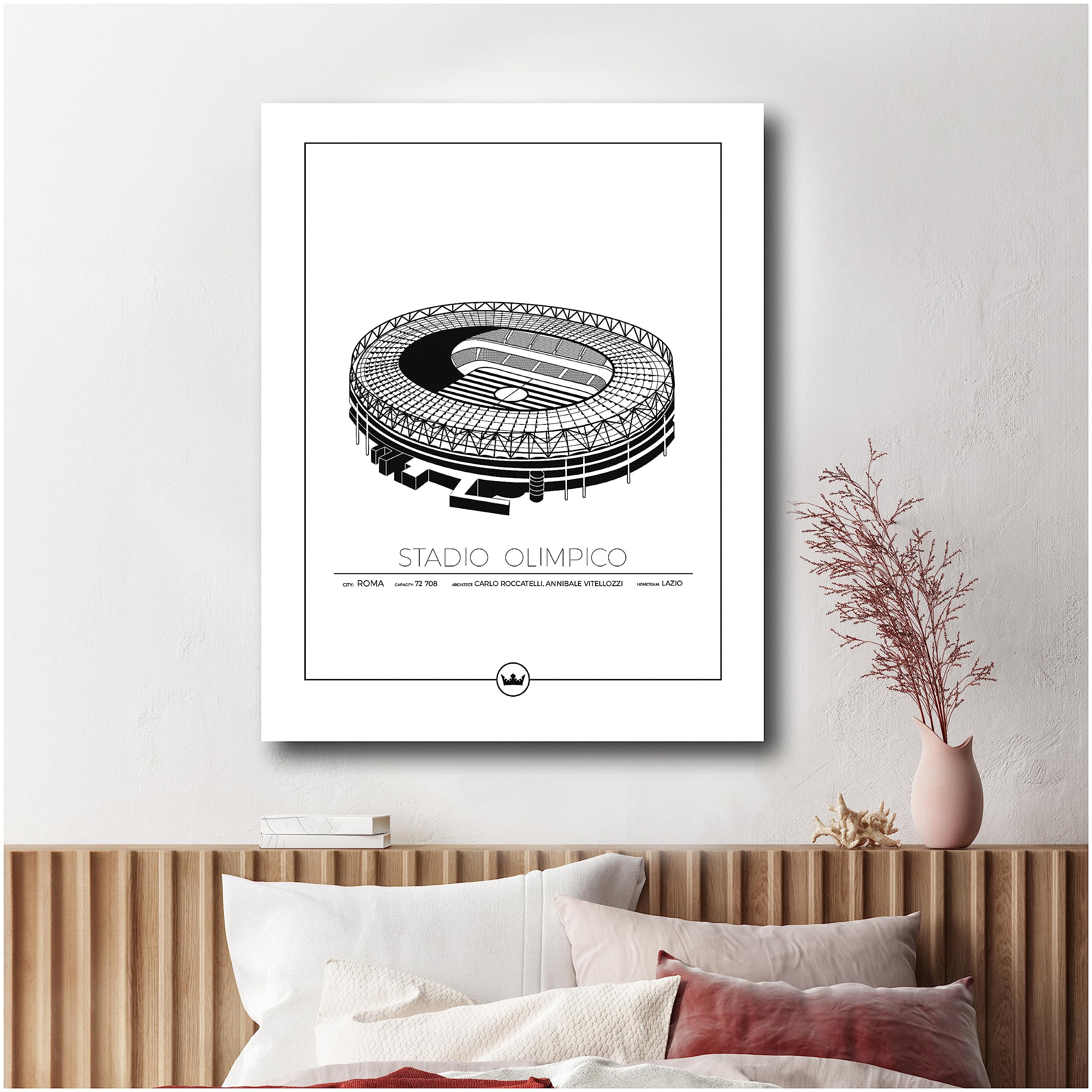 Sverigemotiv Stadio Olimpico Lazio Football Stadium Wall Art Print, Artwork Football Gifts for Boys Girls Men