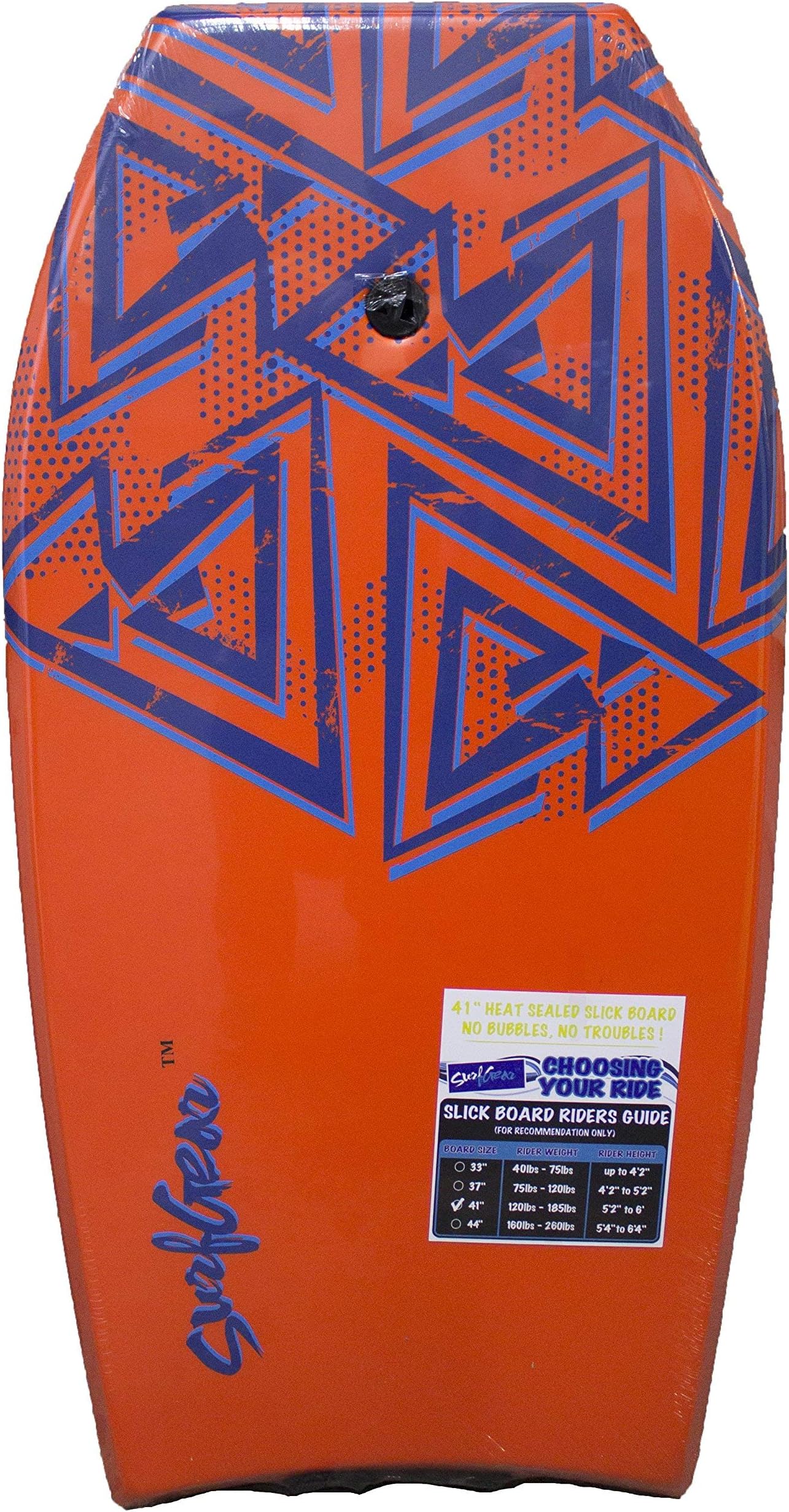 Slick Hard Bottom Body Surfing Bodyboard - Heat Sealed for Maximum Durability (41 Inch, Orange)