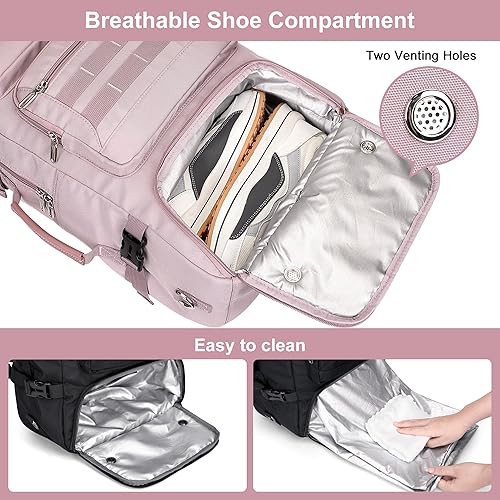 Miniatura 6 de PIJUSHI Mochila de viaje para mujer, mochila de viaje para aviones, equipaje con compartimento para zapatos, (PE048 morado claro)