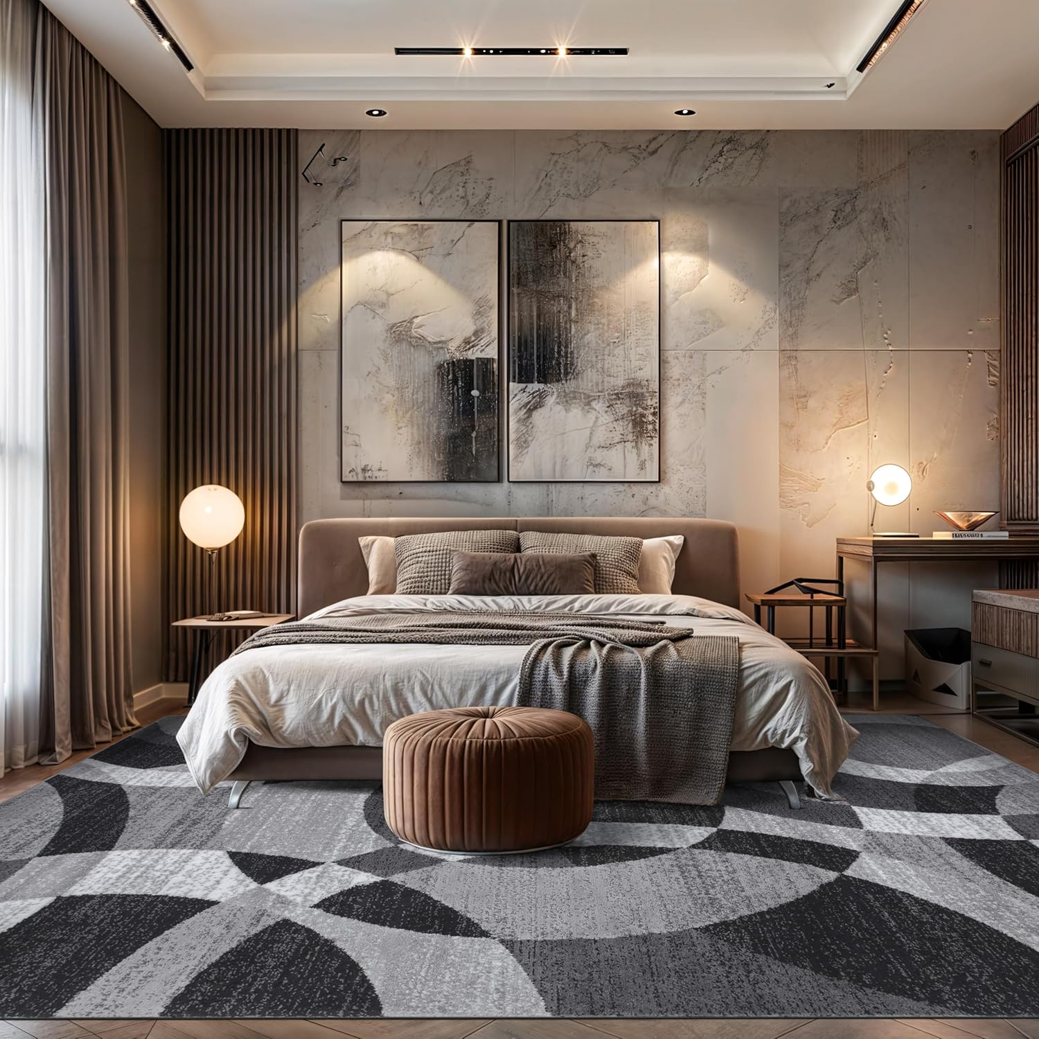 Rugshop Contemporary Abstract Circles Perfect for high Traffic Areas of Your Living Room,Bedroom,Home Office,Kitchen Area Rug 7'10" x 10'2" Gray - Image 8