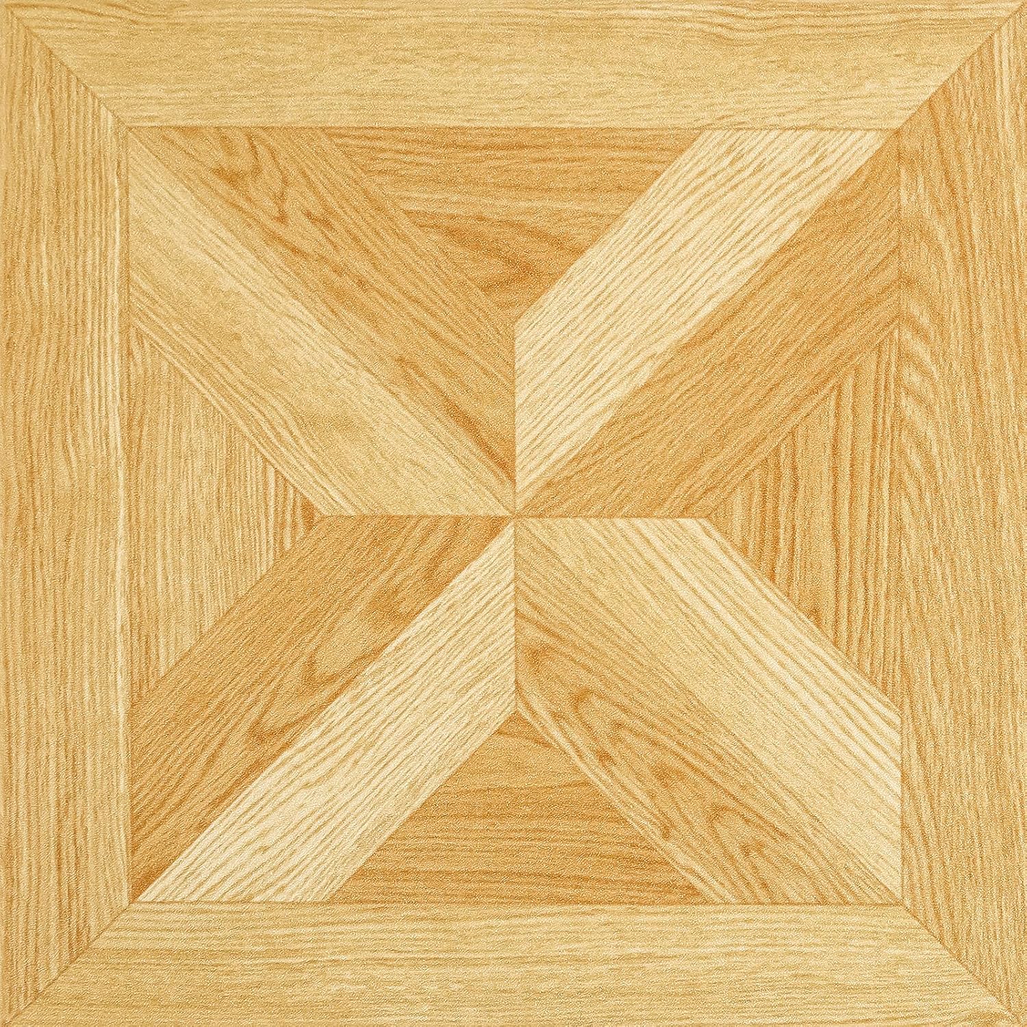 VEELIKE Light Oak Parquet Peel and Stick Floor Tile Roll Waterproof Wood Grain Vinyl Flooring 12'' x 59'' Self Adhesive Vinyl Laminate Flooring Roll for Kitchen Bathroom Renter Friendly Floor Tiles